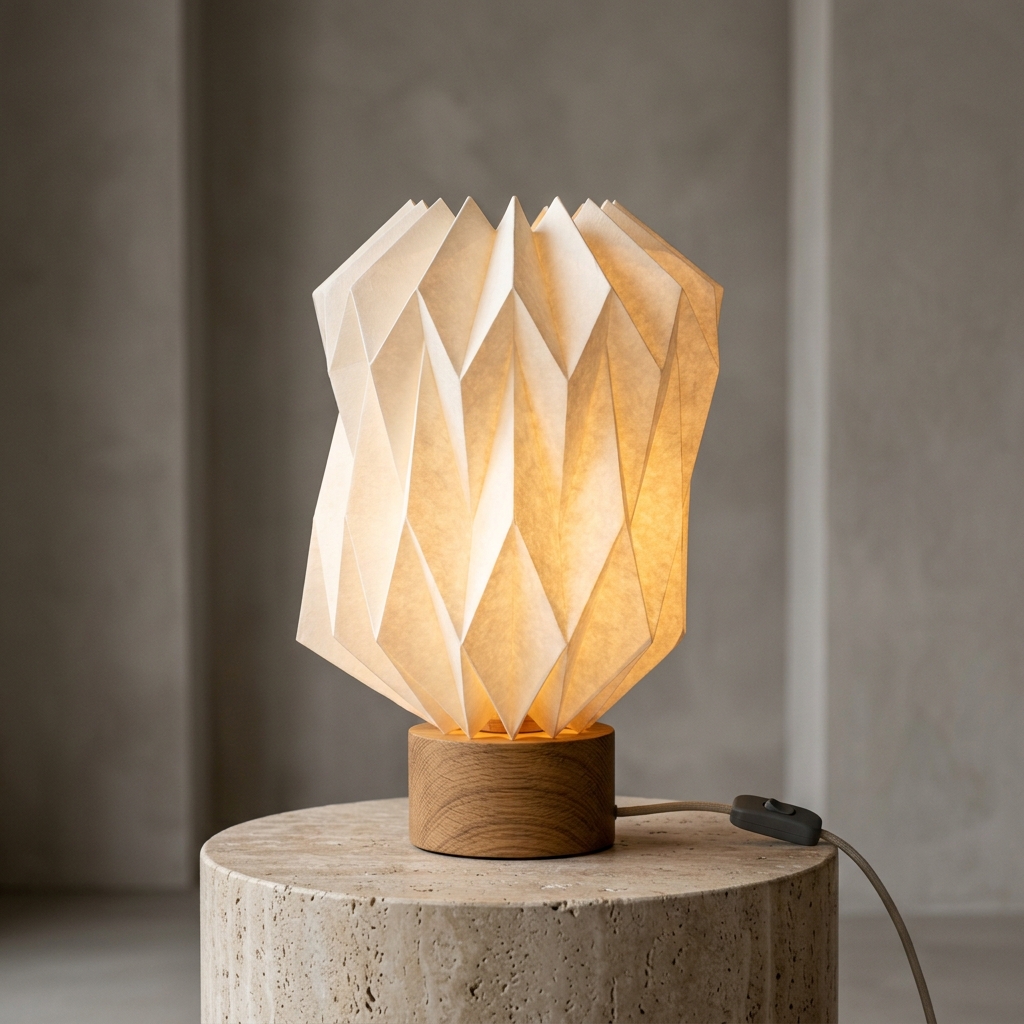 Luxe Origami Accordion Wooden Table Lamp